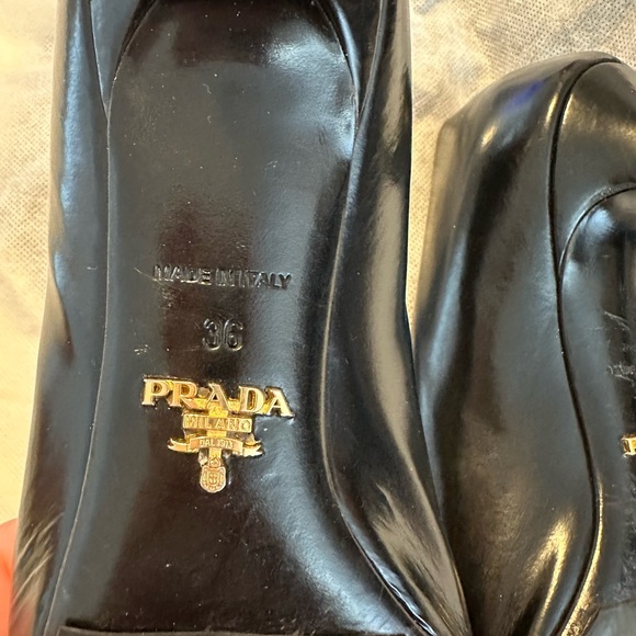 PRADA Safiano leather pointy toe black kitten heel sz 36 - Picture 9 of 10